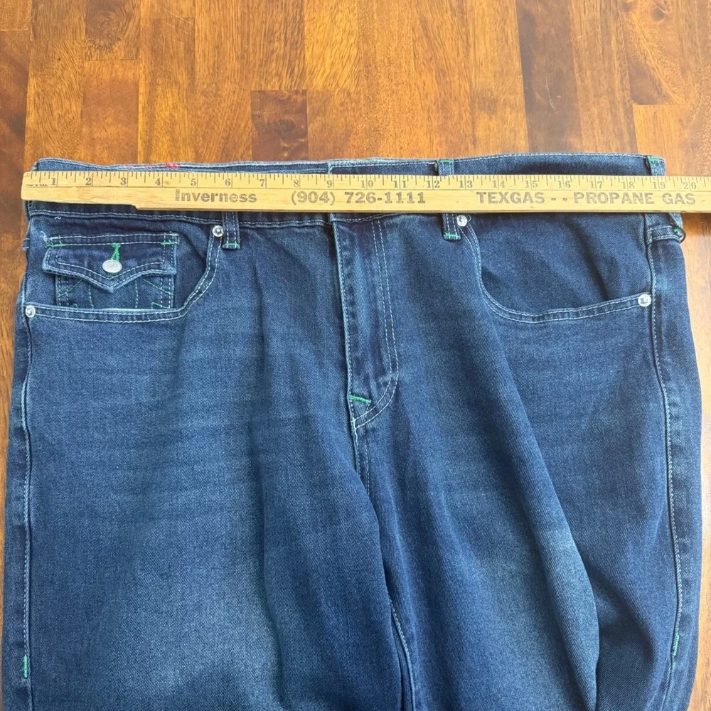 True Religion Ricky Relaxed Sn Flap Dark‎ Wash Straight Jeans Mens Size 38x34